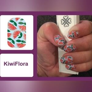 Jamberry KiwiFlora Nail Wraps - Tropical Floral Design Half Sheet